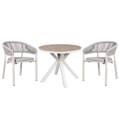 Showcasing Cerolo Sand White Outdoor Dining Chair - Light Grey (Set of 2) DC10302-IDx2 Dining Chair by Calibre Furniturs