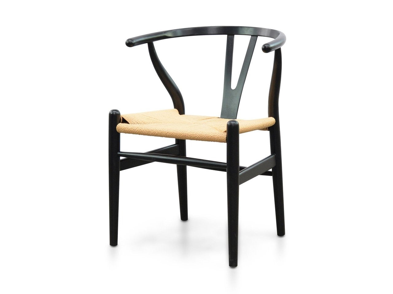 Dining Chair - Black - Natural Seat (Set of 2)