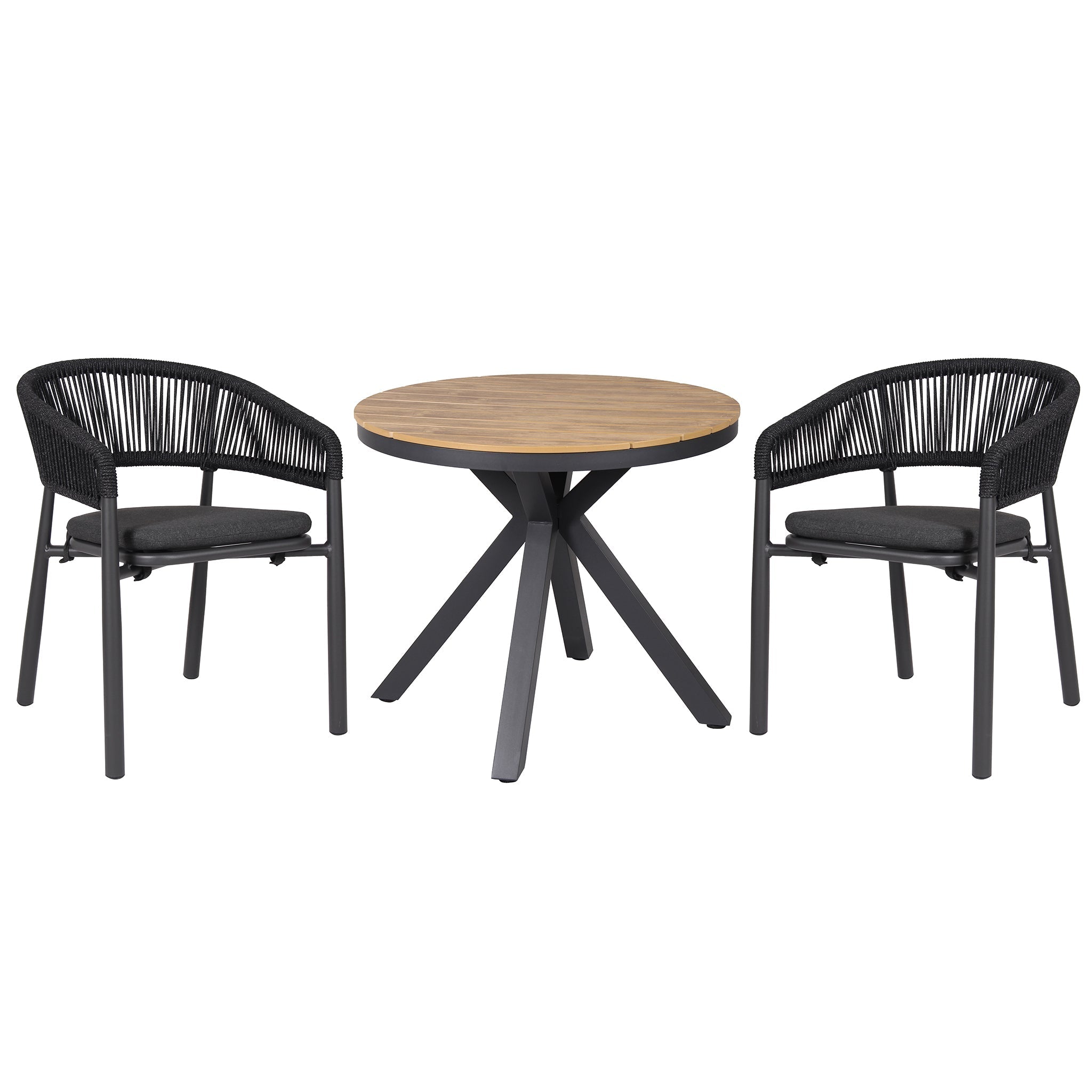 90cm Round Charcoal Outdoor Dining Table - Natural - image 2