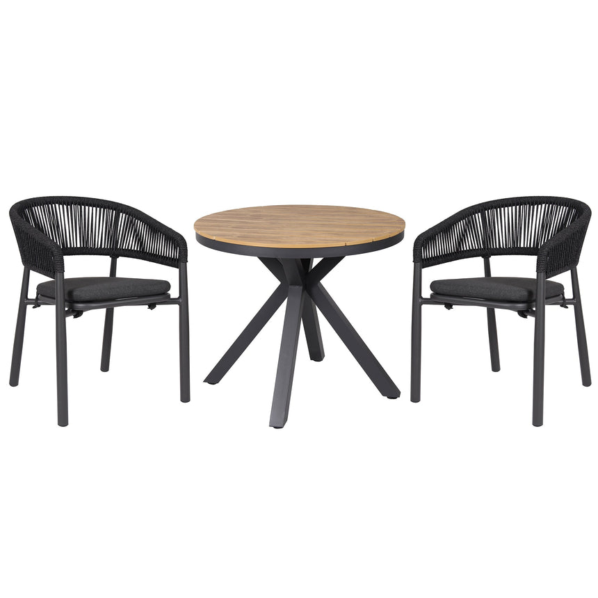 90cm Round Charcoal Outdoor Dining Table - Natural
