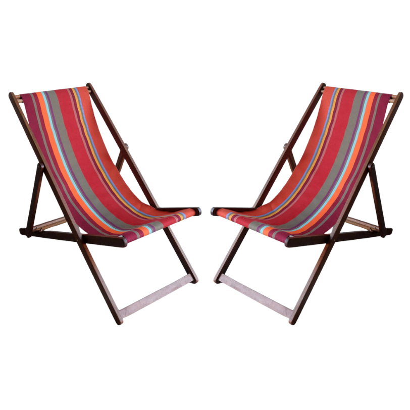 Deckchair Hardwood Cotton Collioure Rouge