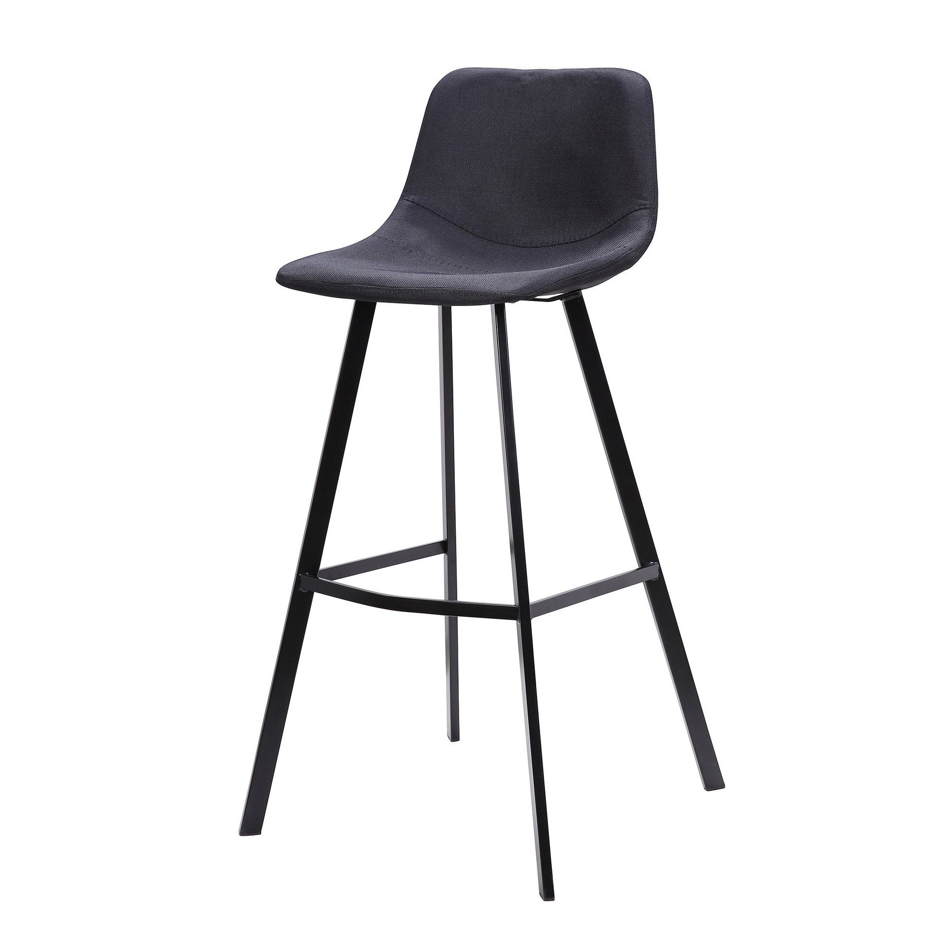 80cm Bar Stool in Black Fabric (Set of 2) - image 2