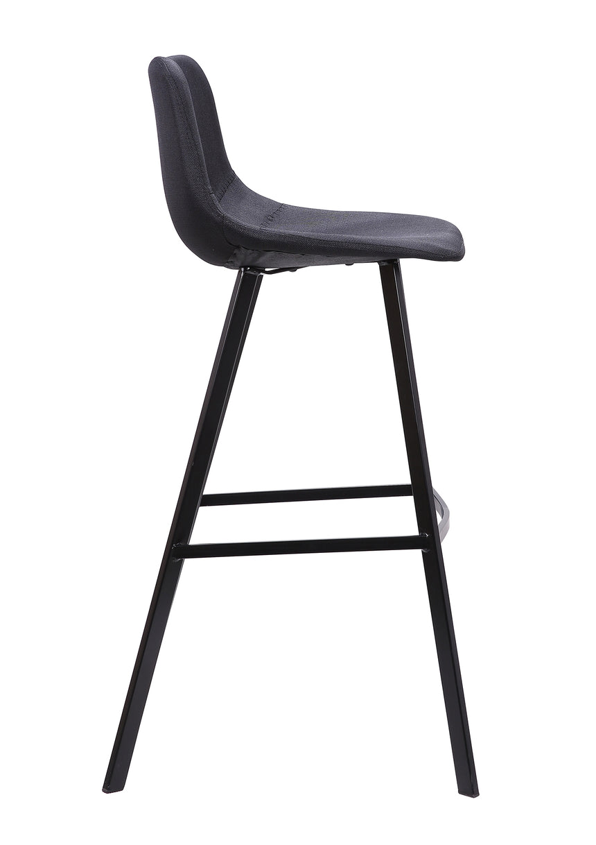 Bar Stool in Black Fabric (Set of 2)