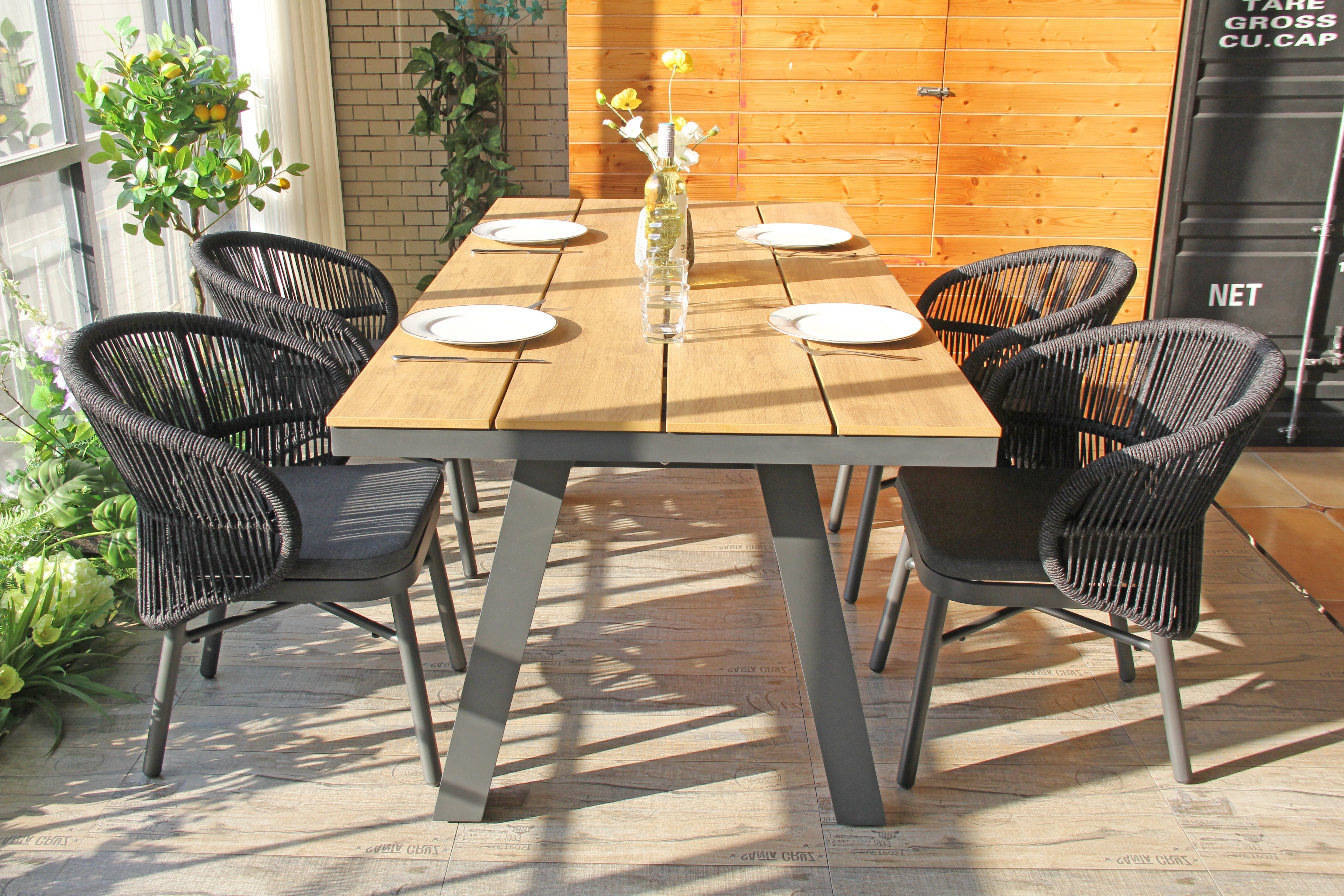 1.8m Charcoal Outdoor Dining Table - Natural - image 3