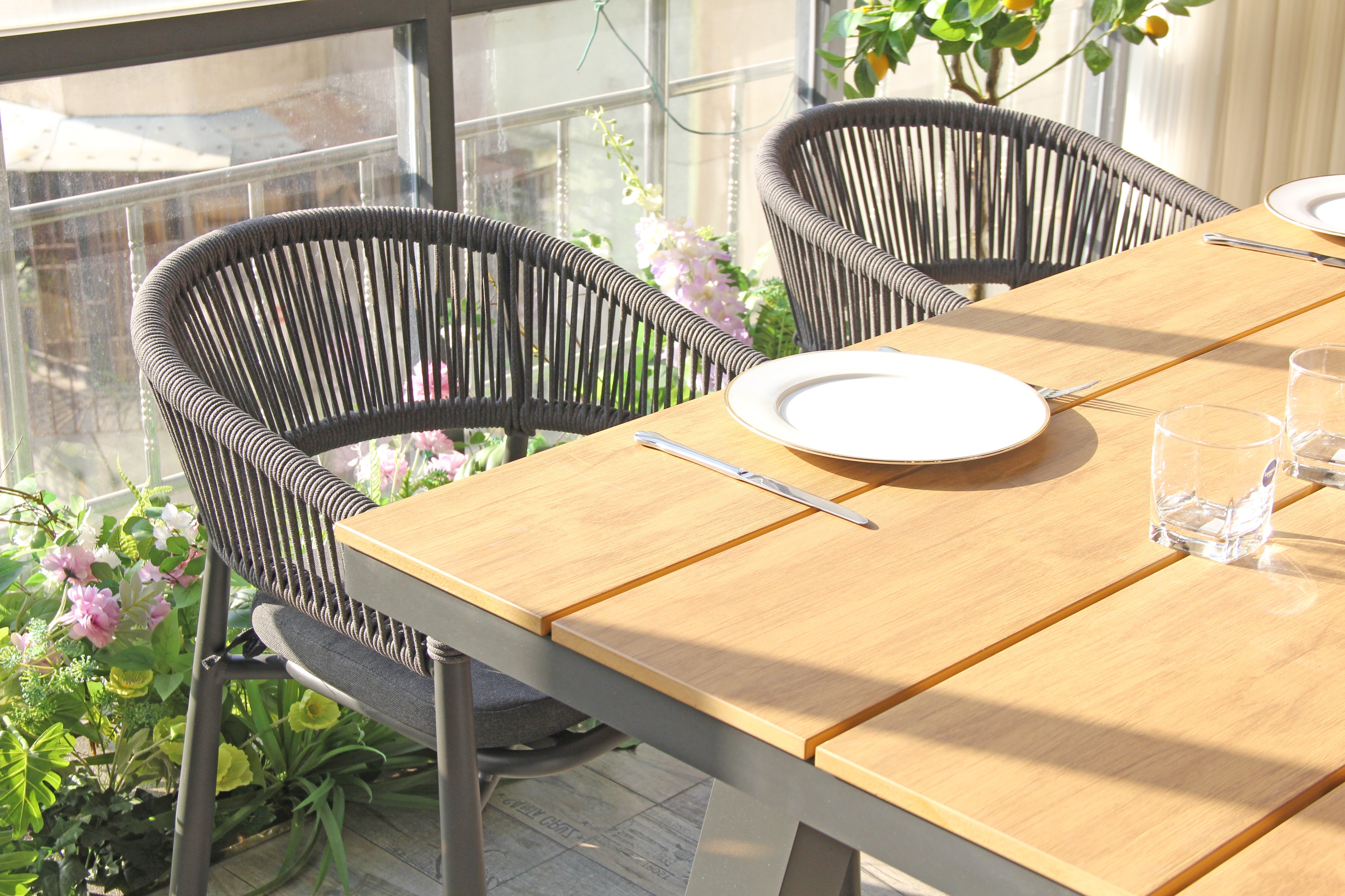 1.8m Charcoal Outdoor Dining Table - Natural - image 5