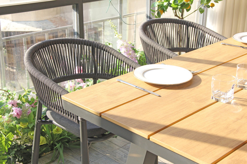 1.8m Charcoal Outdoor Dining Table - Natural