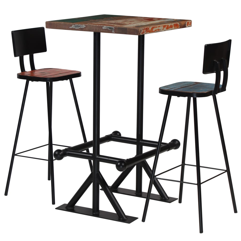 Bar Set 7 Piece Solid Reclaimed Wood Multicolour