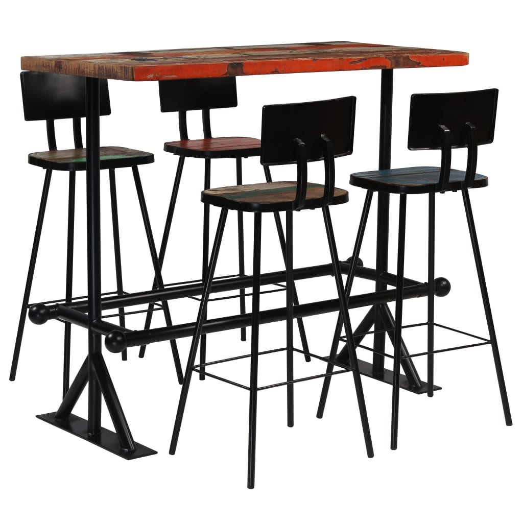 Bar Set 7 Piece Solid Reclaimed Wood Multicolour