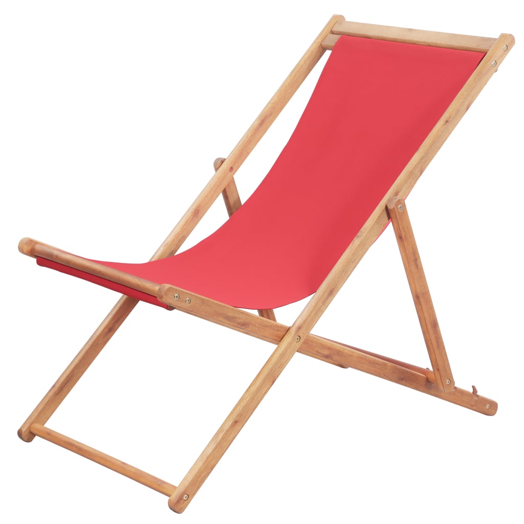 Folding Beach Chair Fabric And Wooden Frame