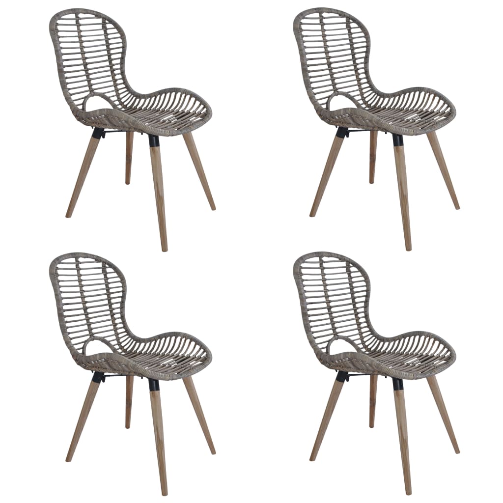 Dining Chairs 6 Pcs Natural Rattan