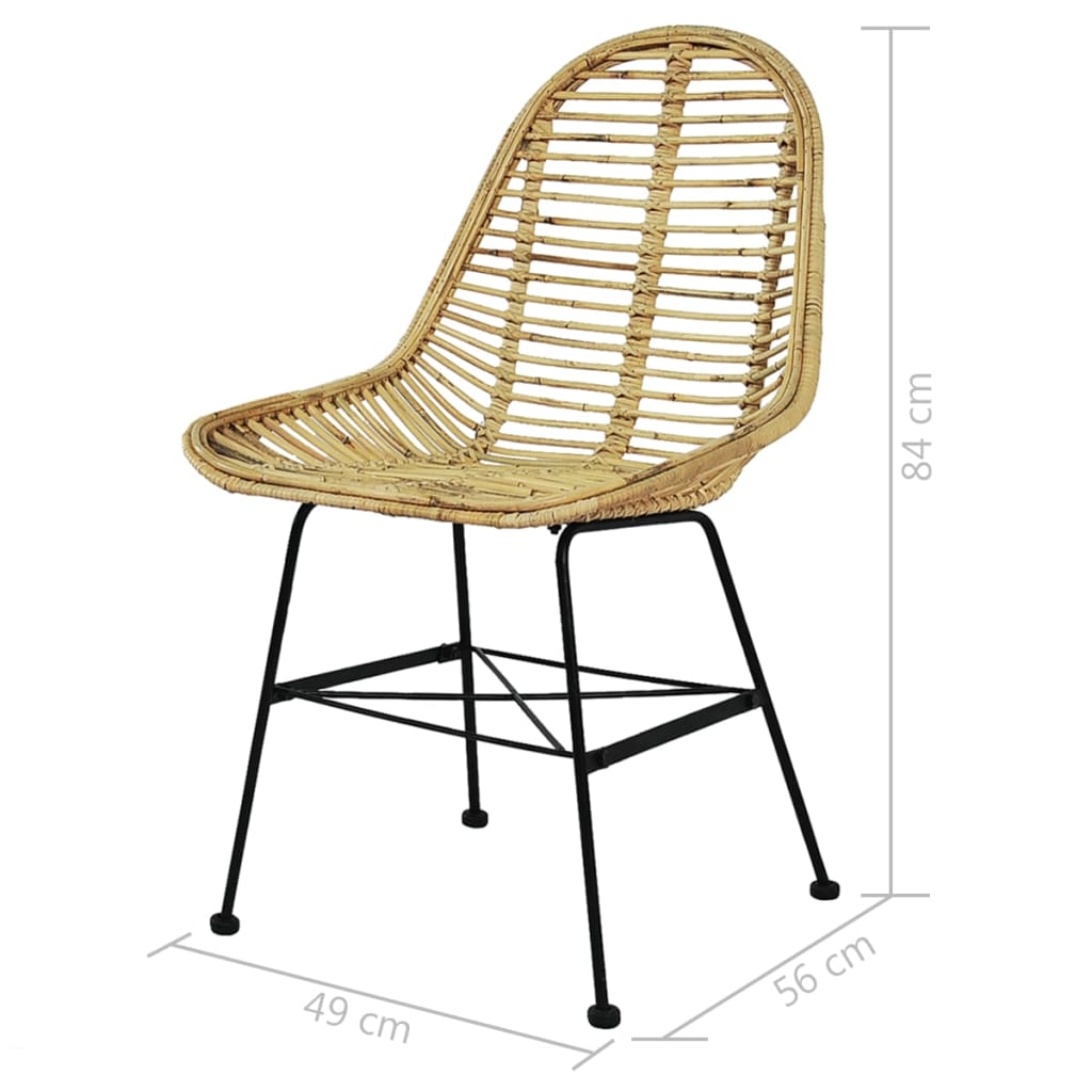 Dining Chairs 6 Pcs Natural Rattan