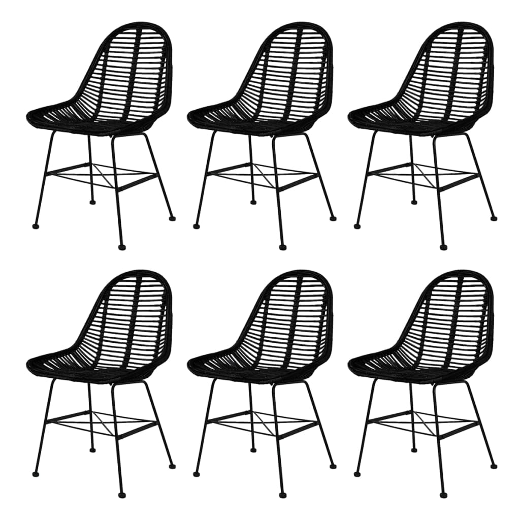 Dining Chairs 6 Pcs Natural Rattan