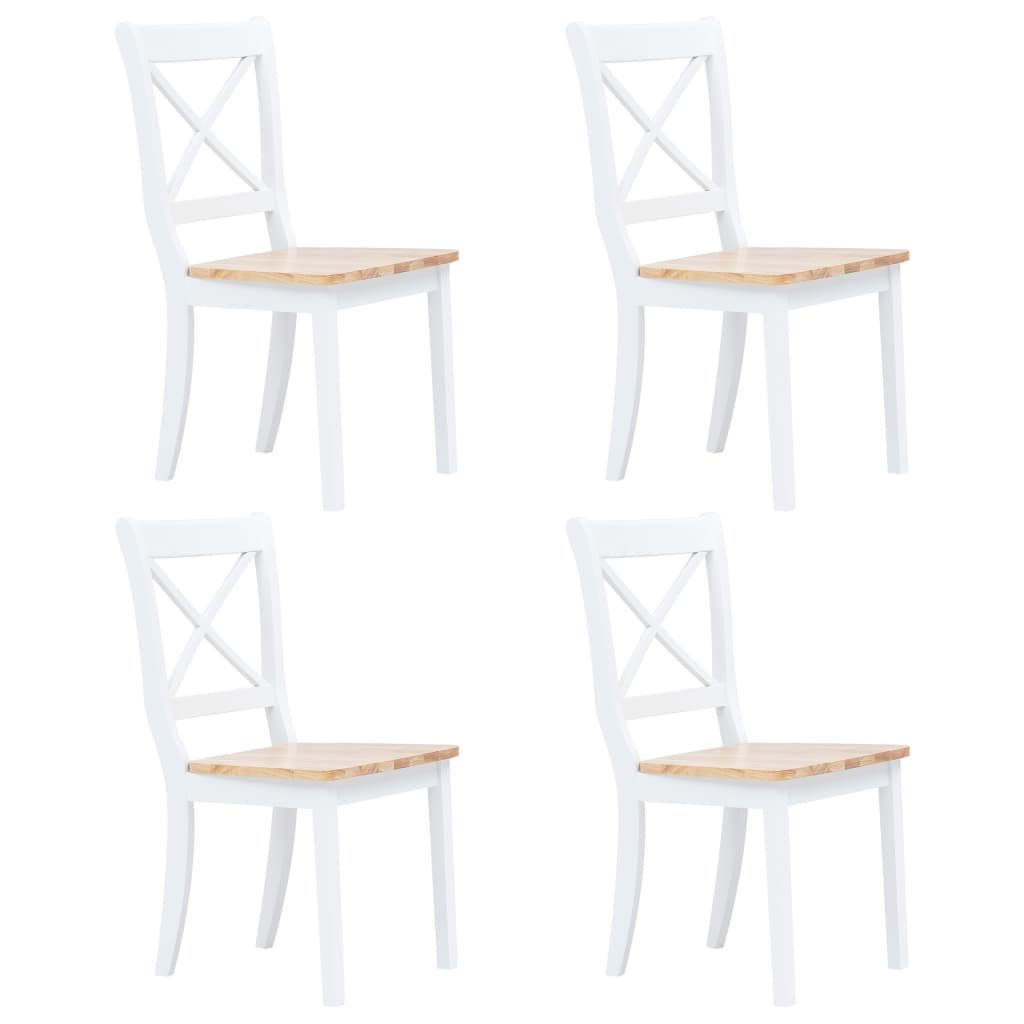 Dining Chairs 2 Pcs White And Light Wood Solid Rubber Wood