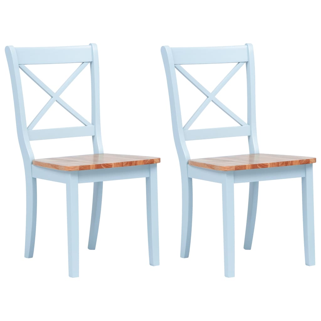 Dining Chairs 2 Pcs White And Light Wood Solid Rubber Wood