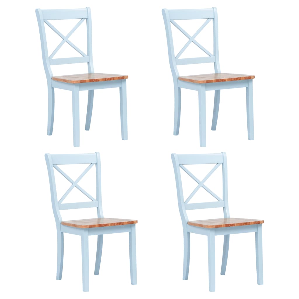 Dining Chairs 4 pcs Grey and Light Wood Solid Rubber Wood