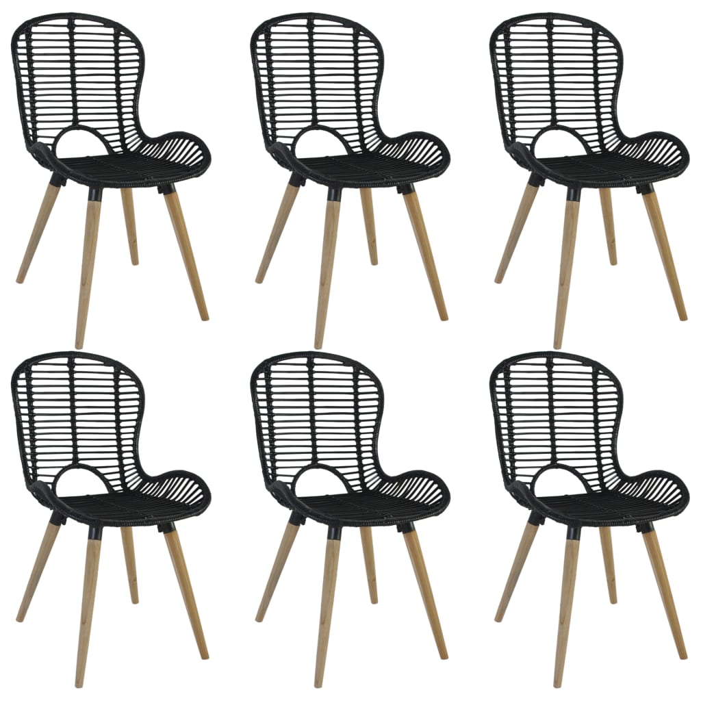 Dining Chairs 6 Pcs Natural Rattan