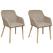 Dining Chairs 6 Pcs Fabric And Solid Oak Wood