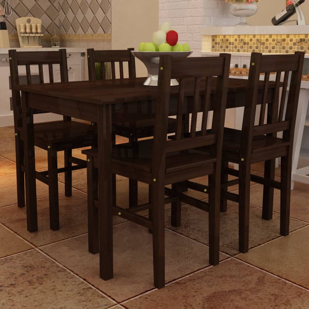 Wooden Dining Table With 4 Chairs Brown