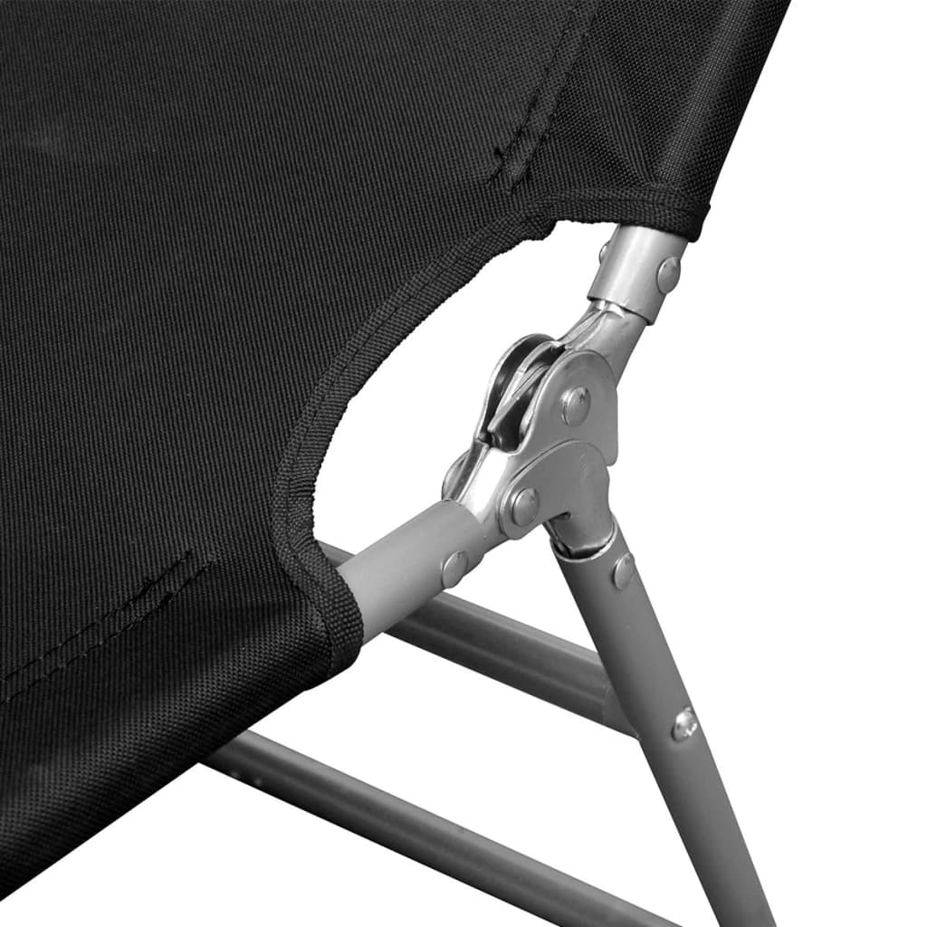 Folding Sun Lounger With Head Cushion Powder-Coated Steel