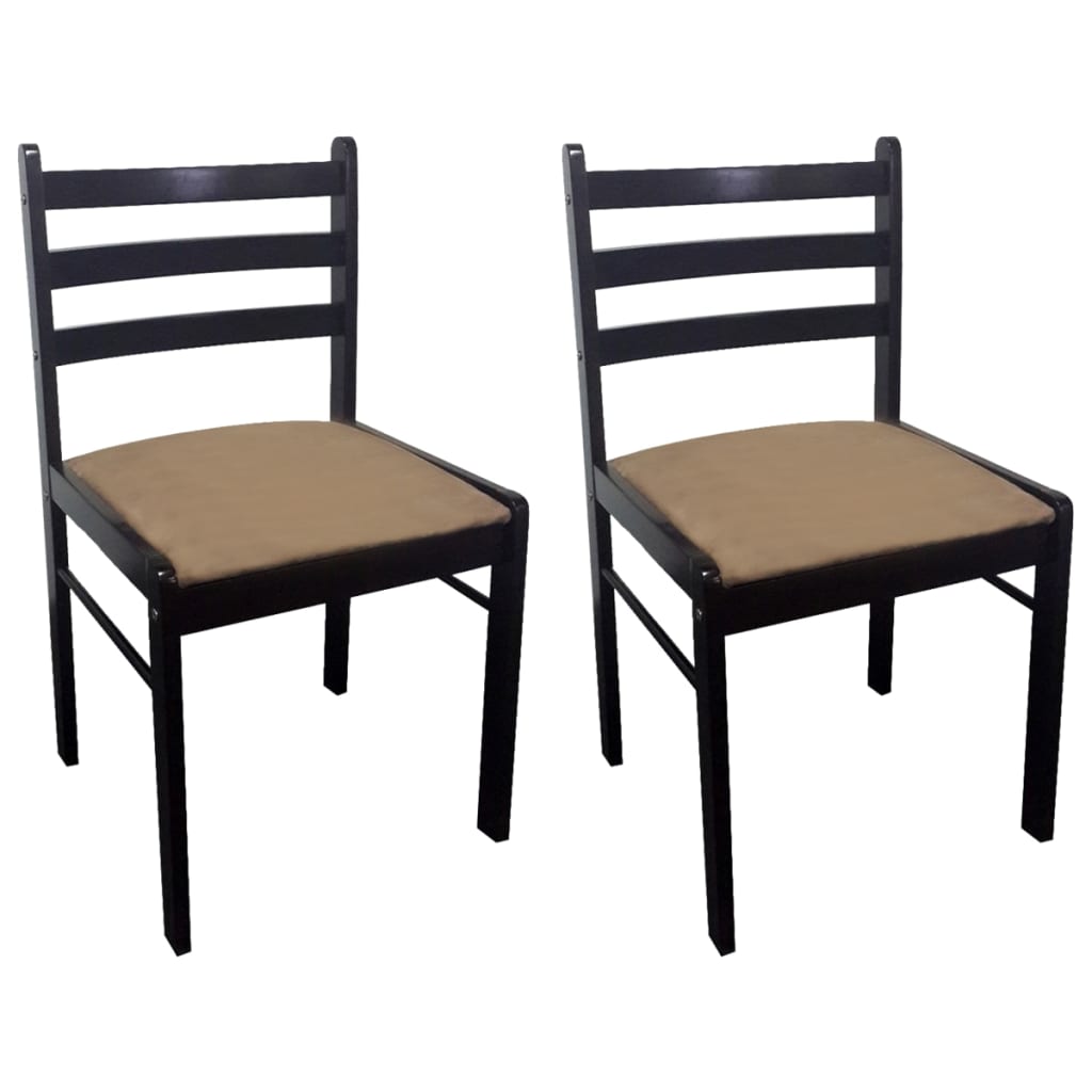 Dining Chairs 2 pcs Brown Solid Rubber Wood and Velvet