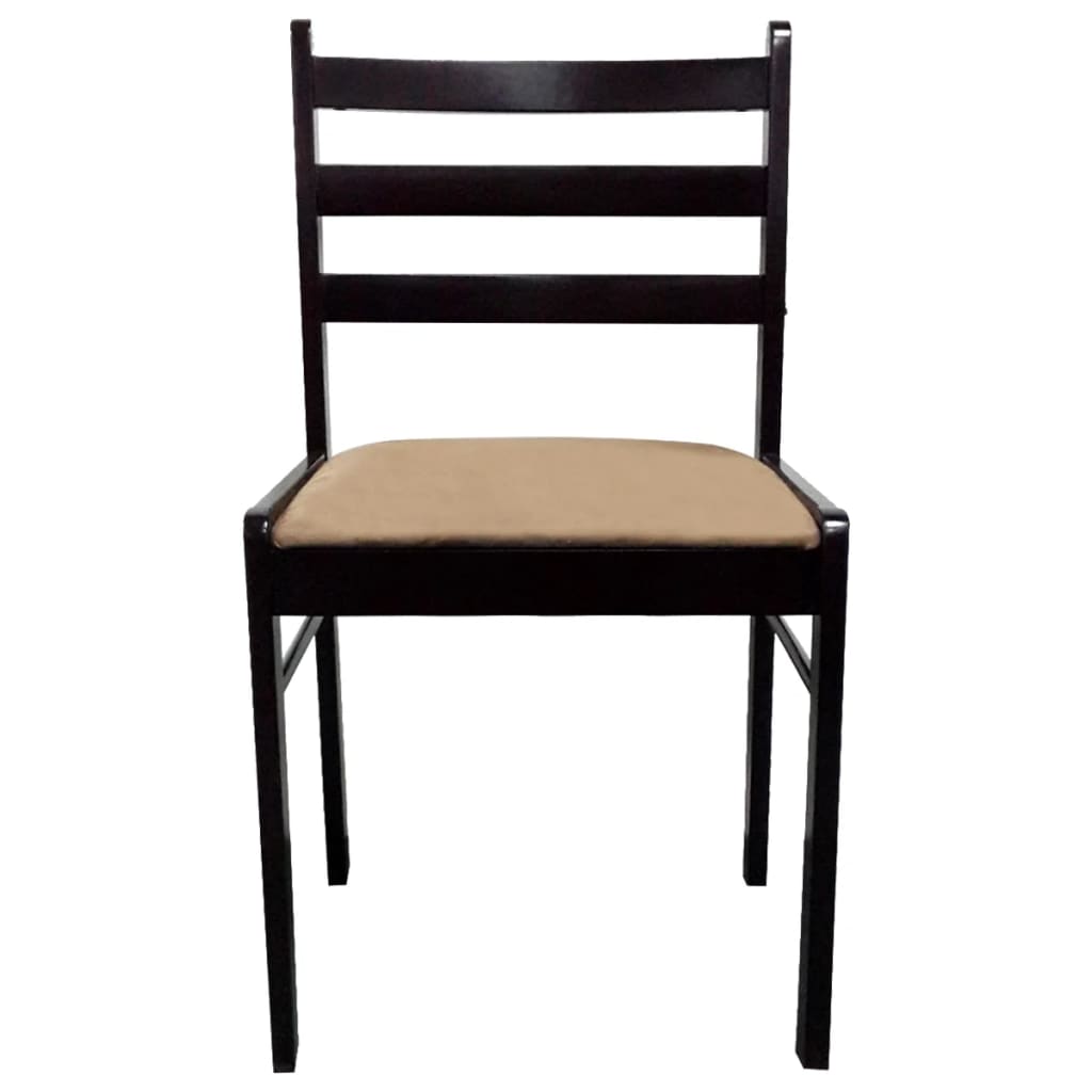 Dining Chairs 2 pcs Brown Solid Rubber Wood and Velvet