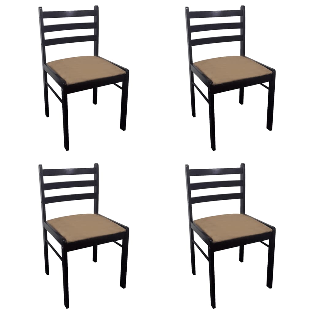 Dining Chairs 4 pcs Brown Solid Rubber Wood and Velvet