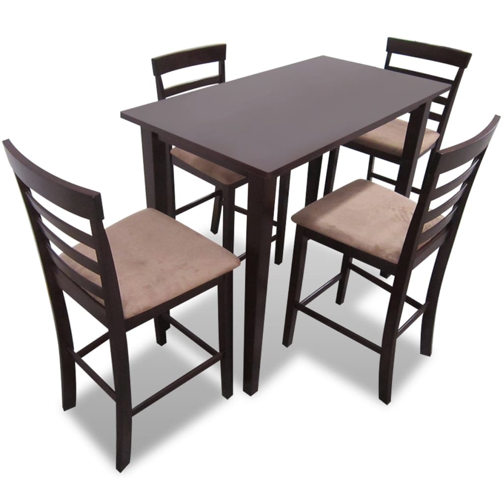 Wooden Bar Table And 4 Bar Chairs Set