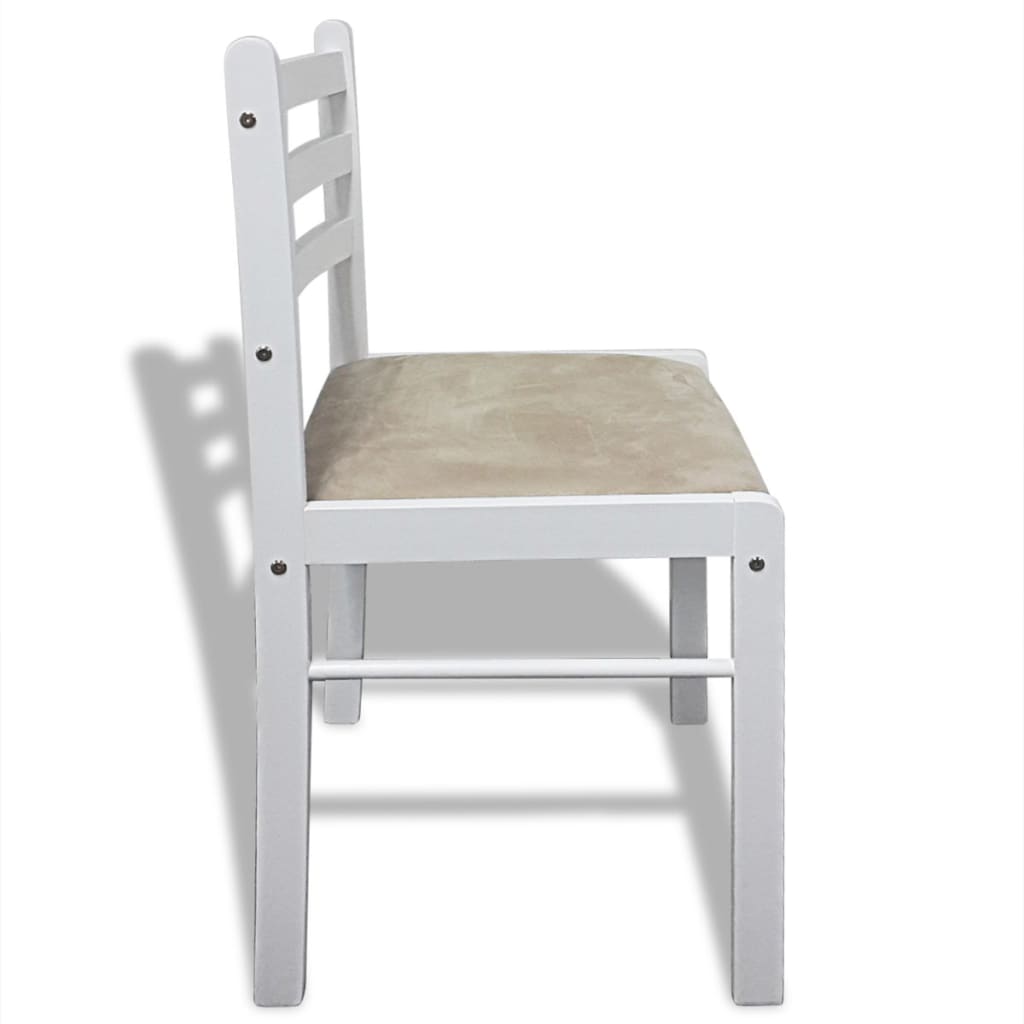 Dining Chairs 6 pcs White Solid Wood and Velvet