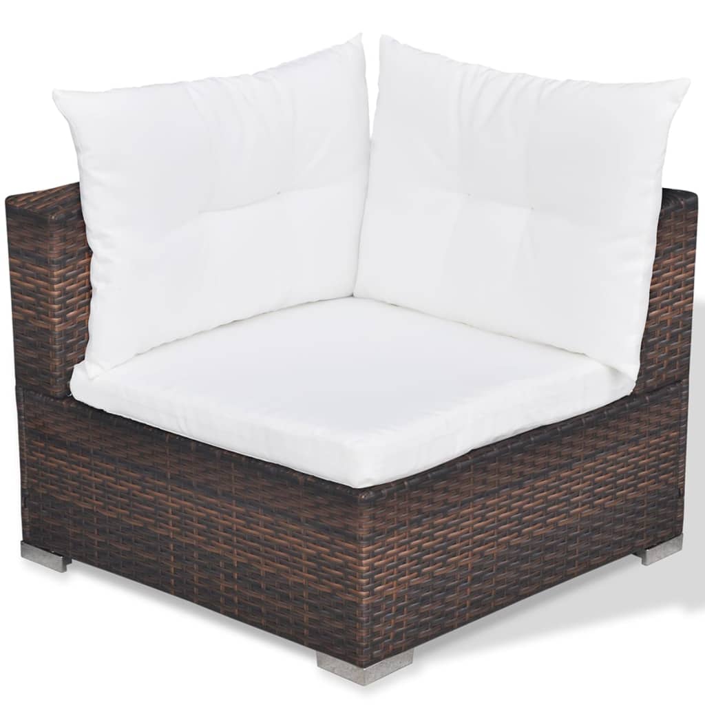 5 Piece Garden Lounge Set With Cushions Poly Rattan