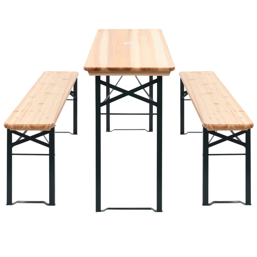 Folding Beer Table With 2 Benches 177 Cm Pinewood