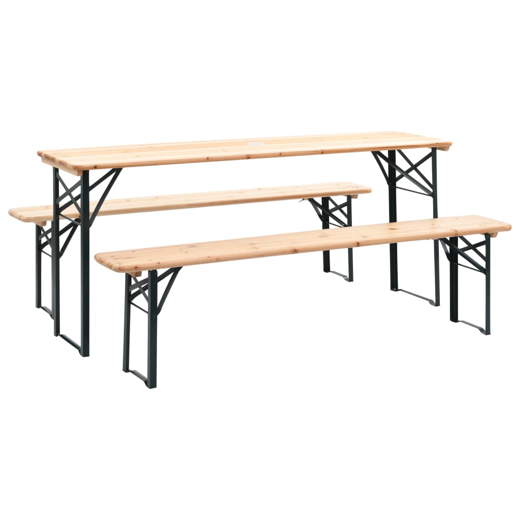 Folding Beer Table With 2 Benches 177 Cm Pinewood