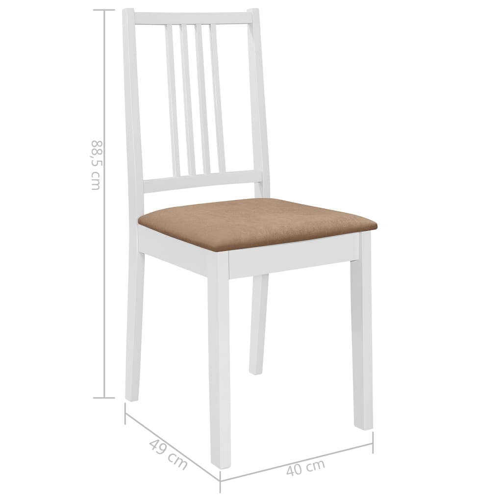 Dining Chairs with Cushions 2 pcs White Solid Wood