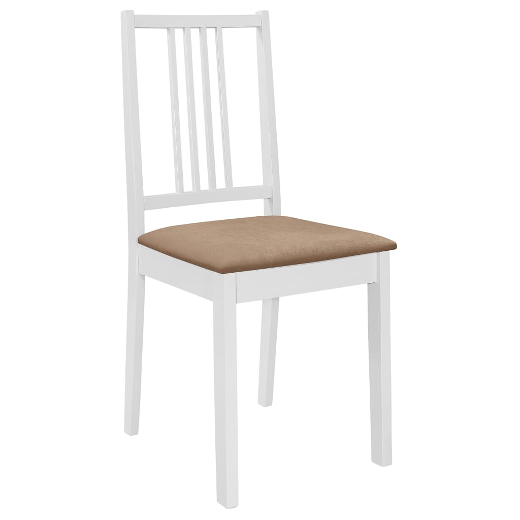 Dining Chairs with Cushions 4 pcs White Solid Wood