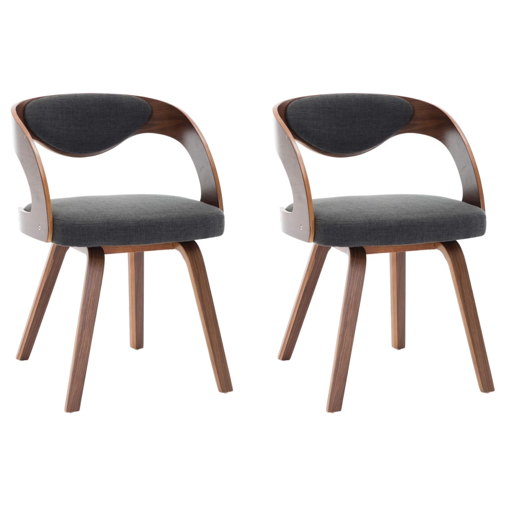 Dining Chairs 2 pcs Dark Grey Bent Wood and Fabric