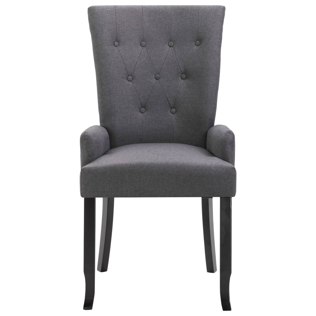 Dining Chairs with Armrests 6 pcs Dark Grey Fabric