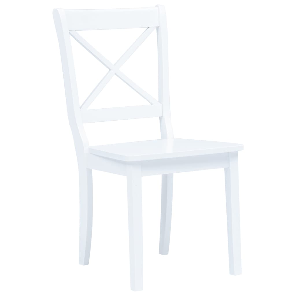Dining Chairs 6 pcs White Solid Rubber Wood