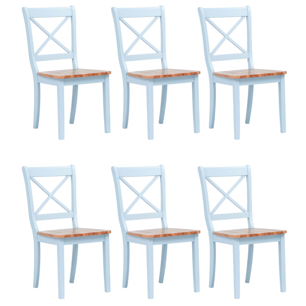 Dining Chairs 6 pcs Grey and Light Wood Solid Rubber Wood