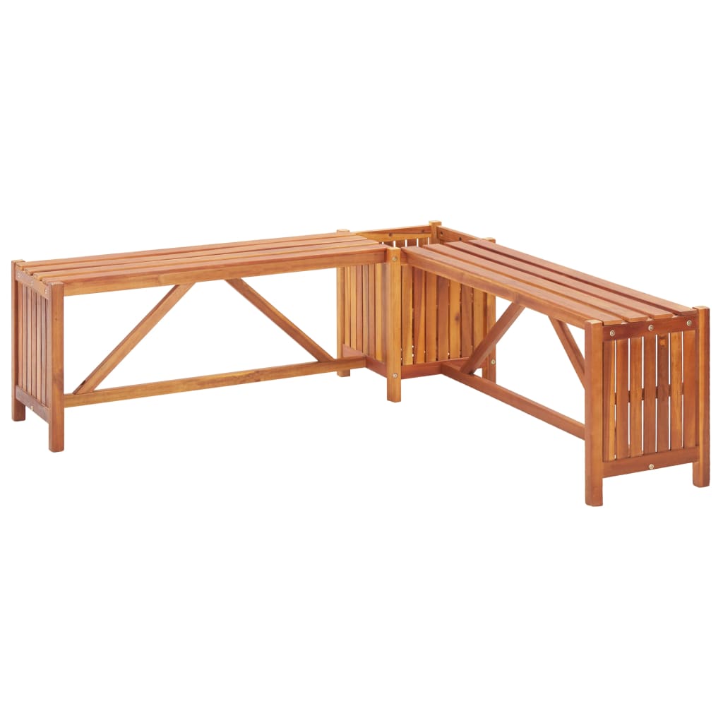 Garden Bench With 2 Planters Solid Acacia Wood