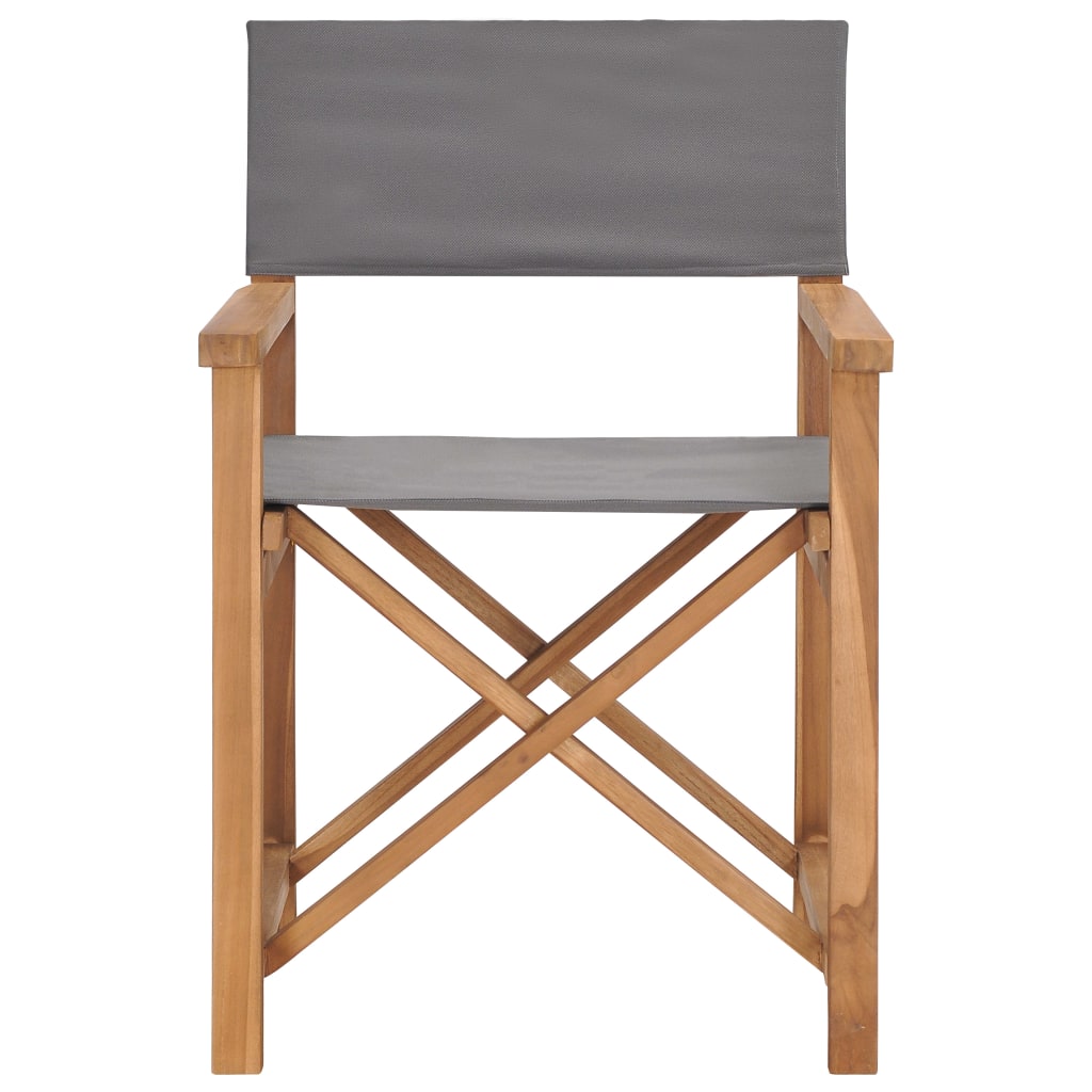Director's Chair Solid Teak Wood Grey