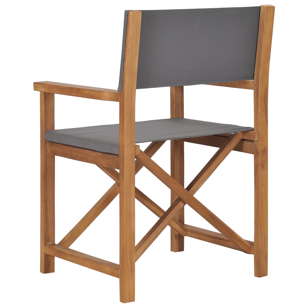 Director's Chair Solid Teak Wood Grey
