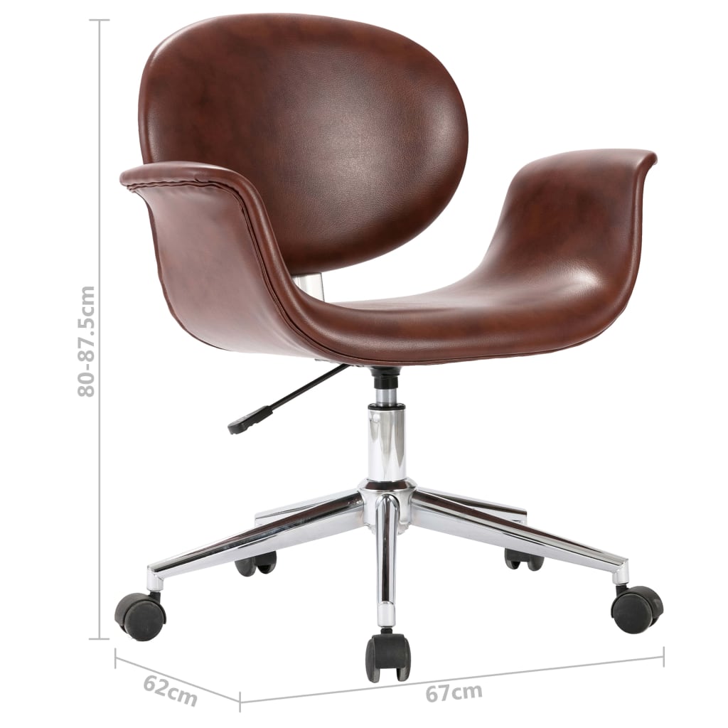Swivel Dining Chair Brown Faux Leather