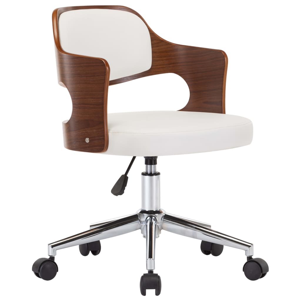 Swivel Dining Chair White Bent Wood and Faux Leather