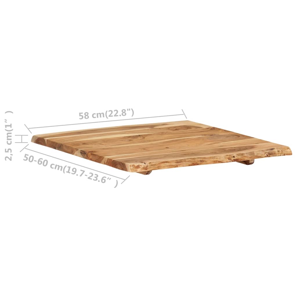 Table Top Solid Acacia Wood 58X(50-60)X2.5 Cm