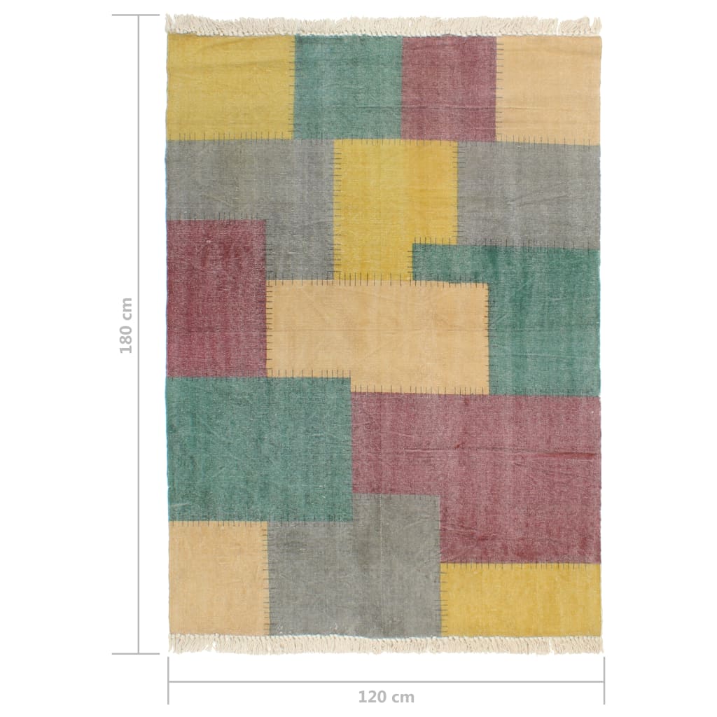 Handwoven Kilim Rug Cotton Printed Multicolour