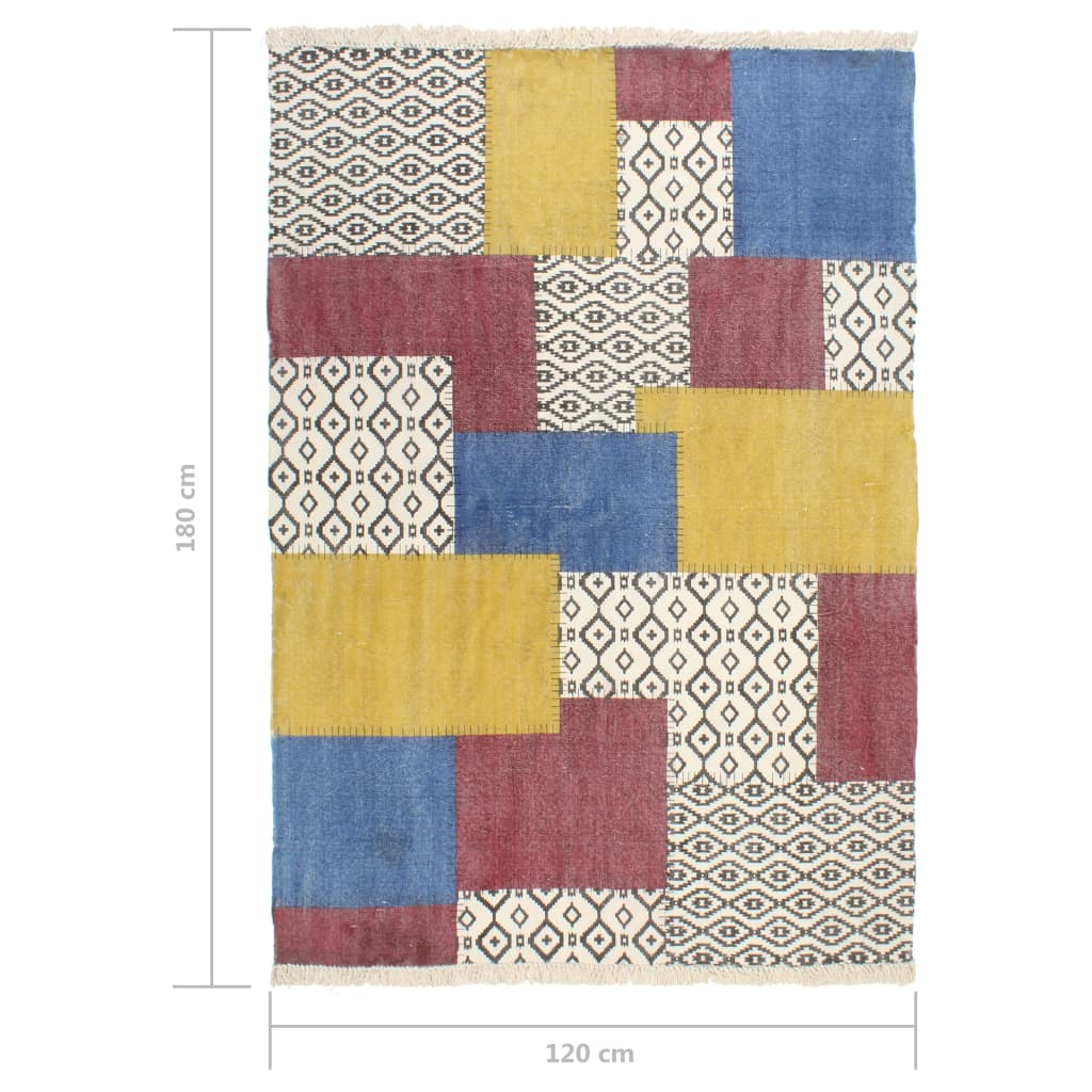 Handwoven Kilim Rug Cotton Printed Multicolour