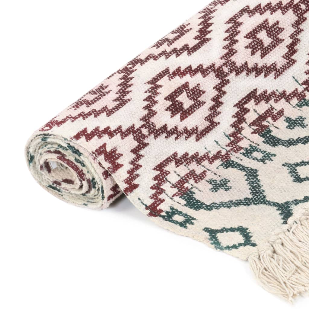 Handwoven Kilim Rug Cotton Printed Multicolour