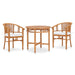 3 Piece Garden Dining Set With Cushions Solid Teak Wood