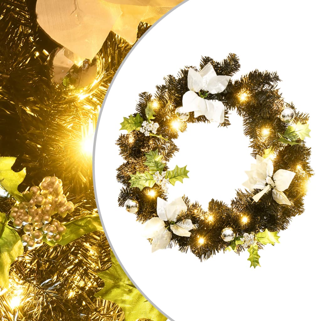 Christmas Wreath With Led Lights Green 60 Cm Pvc