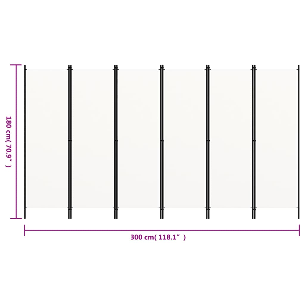 6-Panel Room Divider 300X180 Cm