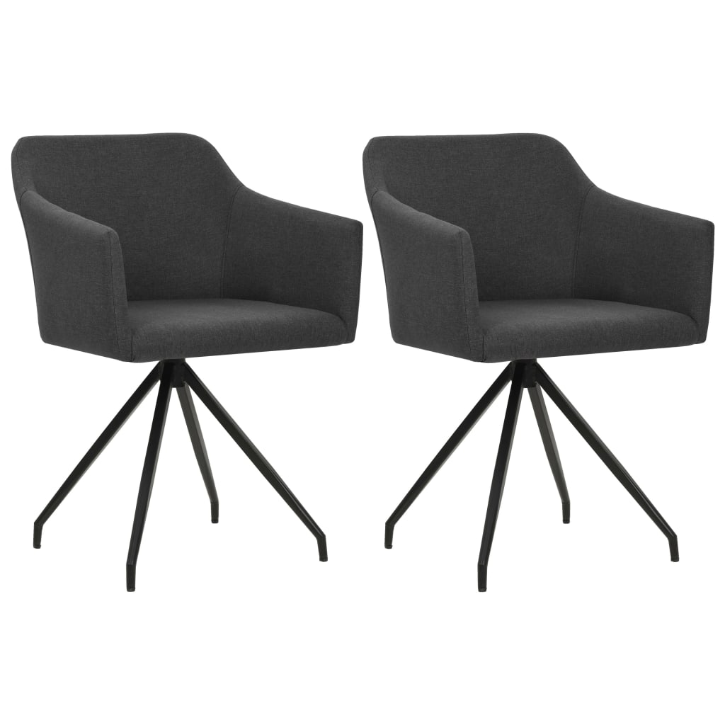 Swivel Dining Chairs 2 pcs Dark Grey Fabric